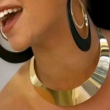 Chunky Collar Choker Wide Statement Necklace Fashion Jewelry