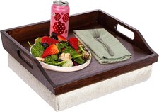 Bamboo Wood Bed Tray, Lap Desk with Detachable Cushion, Serving Tray - Java