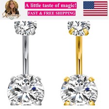 Belly Button Rings Short Bar for Women Stainless Steel Belly Ring Navel Pierc...