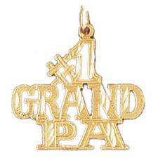 Number One Grandpa Charm Pendant 14k Gold 1.7 Grams 