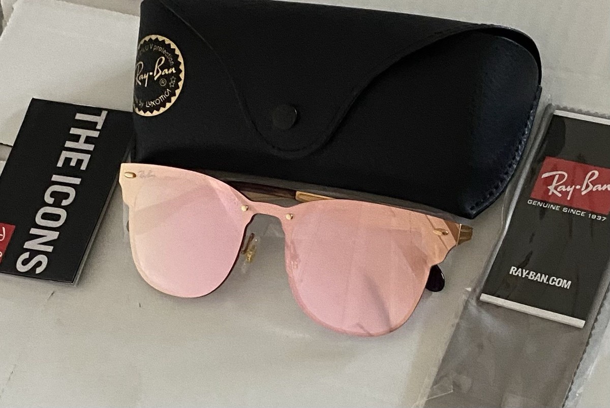 Ray-Ban Sunglasses RB3576N Blaze Clubmaster Gold Frame Pink Mirror