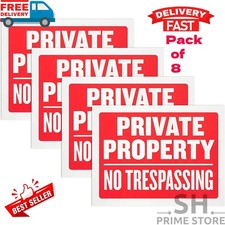 8 Pack No Trespassing Sign Private Property Sign No Trespassing Plastic 9x12
