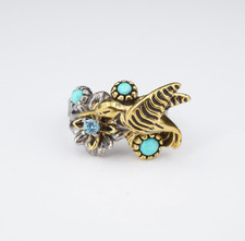 Carolyn Pollack Hummingbird Ring Topaz Turquoise Sterling Brass 7 Fritz RS3936