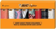 BIC Mini Lighter, Assorted Fashion Designs, Set of 8 Pocket Lighters