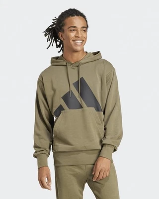 Kapuzen Hoodie HERREN Adidas Ess Big Logo French Terry Olivgrün Haube Baumwoll - Bild 1 von 4