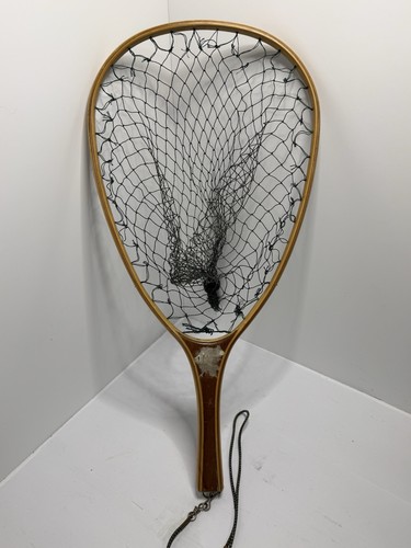 Vintage Wood Frame / Cloth Bag Trout Fishing Landing Net 23" x 10.5"