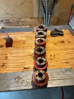 #ad one set RIDGID 12R PIPE THREADING DIE SET 3 8quot; 2quot; W FITS RIDGID 700 and Rachet $200.00
