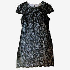 Suzi Chin For Maggy Boutique Sz 10 Women's Sequins Cocktail Dress Black Formal
