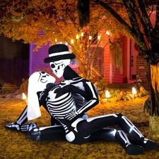 8.5 Ft Giant Halloween Inflatable Cuddling Skeleton Couple Yard Decoration
