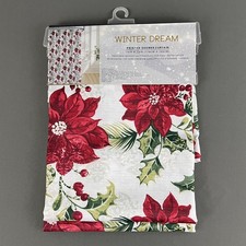 Winter Dream Christmas Fabric Shower Curtain Poinsettia Joy World 70" x 72" New