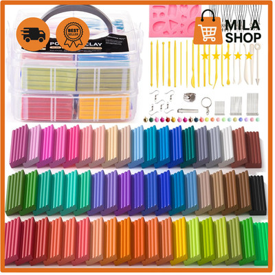 Polymer Ton 57 Farben Kreativ Set 19 Werkzeuge Modelliermasse Knete Anfaenger