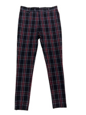 Asos 32x30 Black Red Plaid Tartan Slim Fit Dress Pants Trousers Soft Knit Mens
