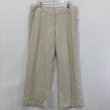 J. Jill Pants size 16 Beige Tan Linen Wide Leg 100 Linen Comfy