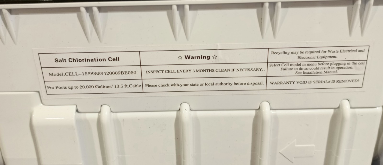 Yutmatin Salt Cell Chlorine Generator SCG Ideal Salt 3600 PPM