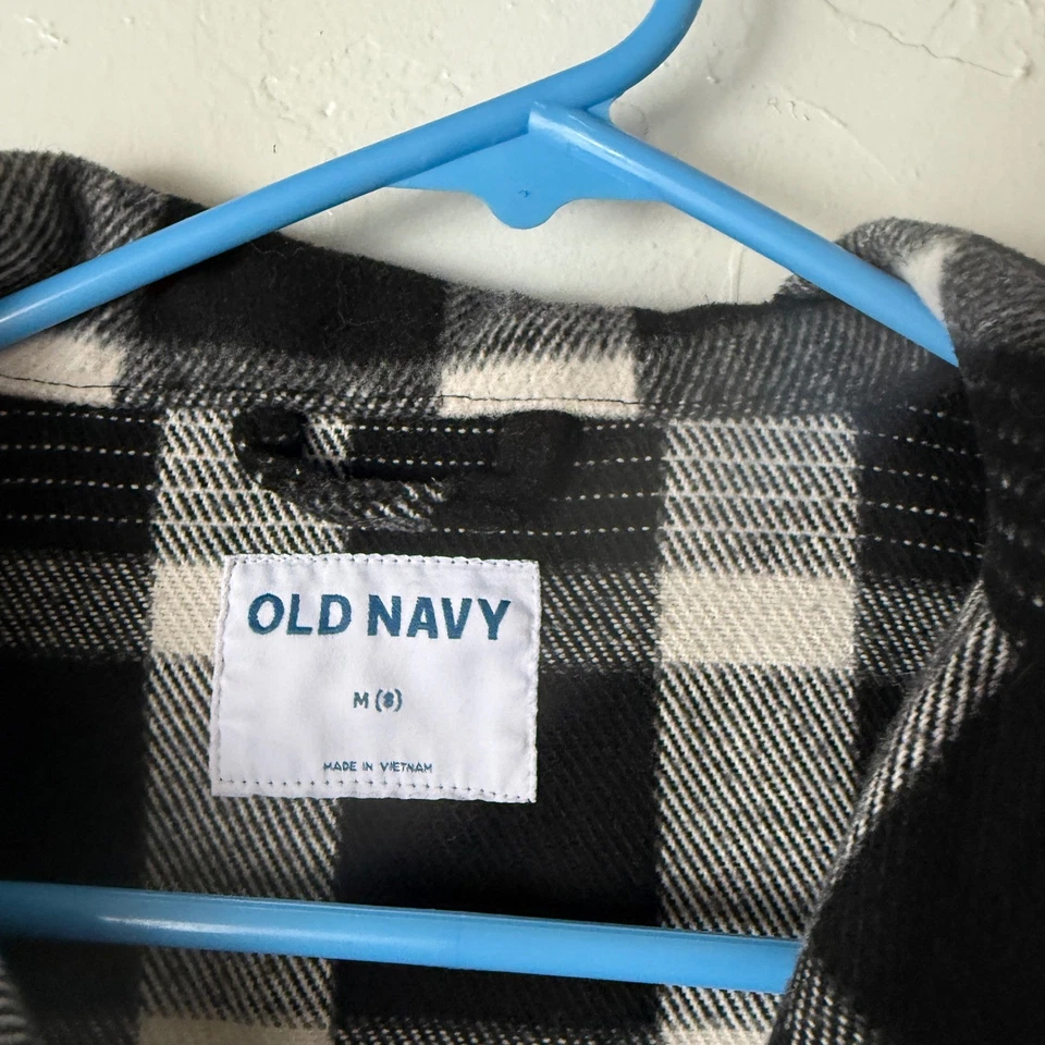 Antigua Chaqueta Camisa Azul Marino Niños Franela a Cuadros Mediana 8 Negra Blanca Abotonada Foto 4 de 4