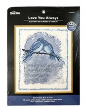 Bucilla Counted Cross Stitch Kit LOVE YOU ALWAYS Buebirds 8x10 45656 NEW