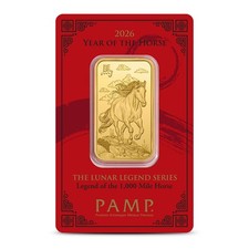 2026 1 oz PAMP Suisse Lunar Legend Mile Horse Gold Bar (New w/ Assay) 4898.03 per troy oz