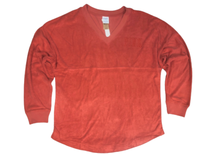 VICTORIA'S SECRET PINK TERRY VARSITY BEACH OVERSIZE TOP SHIRT XS