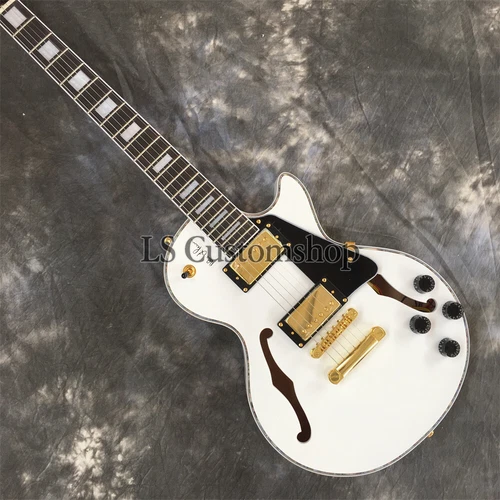 Custom Alex Lifeson Signature ES-Les Paul Semi-Hollow Body Electric Guitar White
