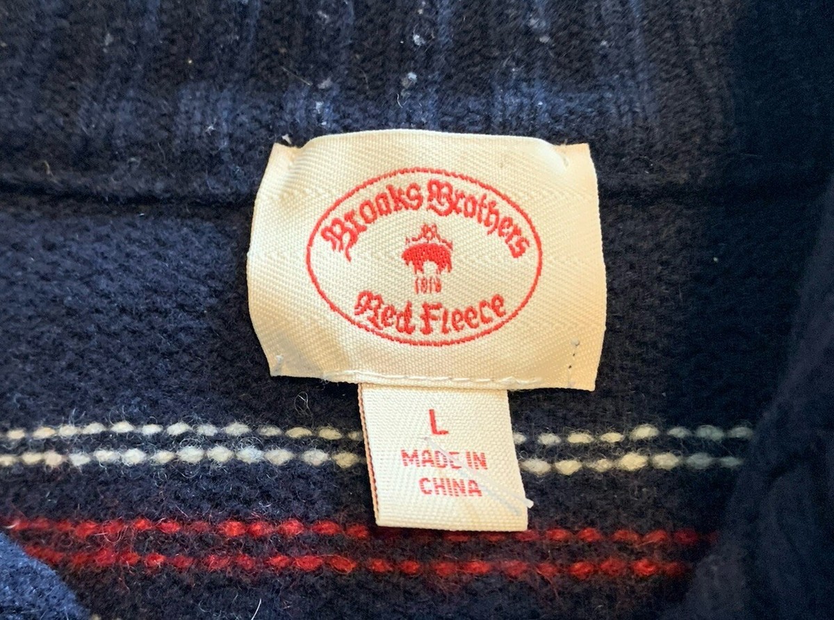 Brooks Brothers Red Fleece 100% Wool 1/4 Button Up Knit Sweater 