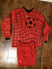 NEW Goalkeeper Portero Long sleeves Jersey Shirts Manga larga And Shorts L/XLRed