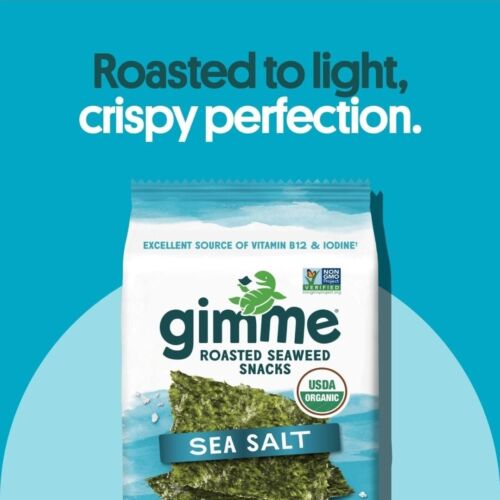 Gimme - Sale Marino - 20 pezzi - Fogli di alghe arrostite biologiche - Keto, Vegan, Glut - Foto 4 di 6
