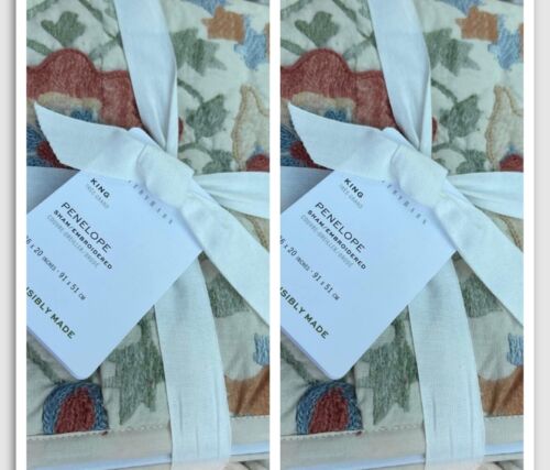 New Pottery Barn PENELOPE Handcrafted King Sham Set/2 NWT - Picture 2 of 4