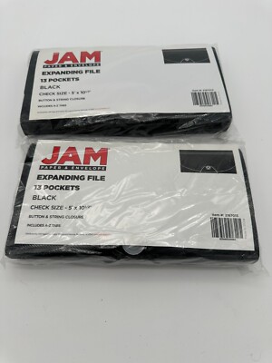 Jam Paper Expanding File 13 Pocket Black 5'' x 10 1/2''  Lot of 2 New Sealed