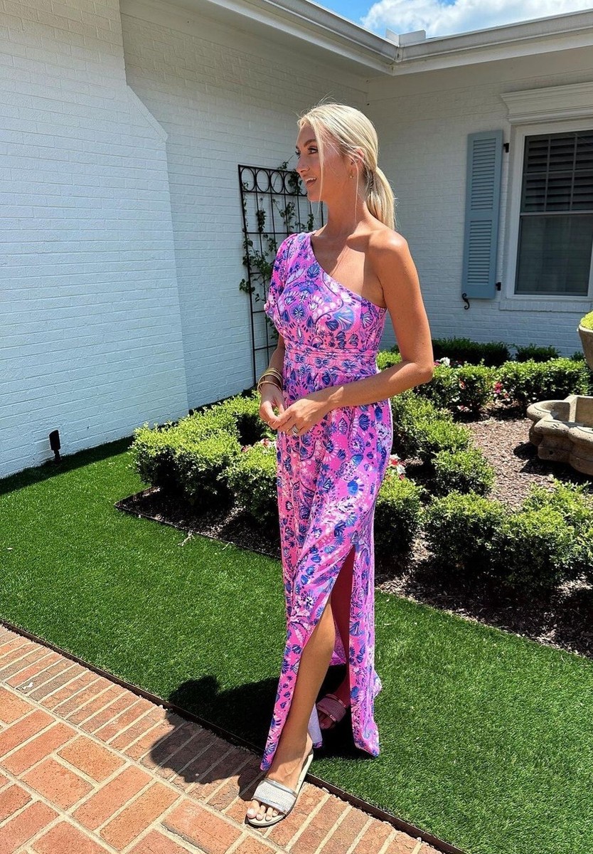 Lilly Pulitzer Solana One-Shoulder Maxi Dress Havana PINK