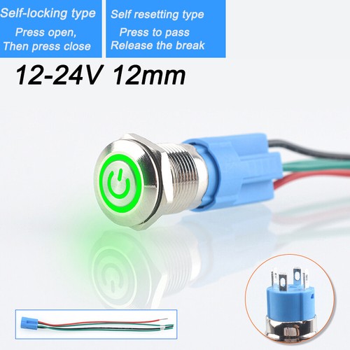 Ø 12mm SmartSwitch 3-6V / 12-24V / 5A IP65 LED Illuminated POWER Button Switch - Picture 37 of 43