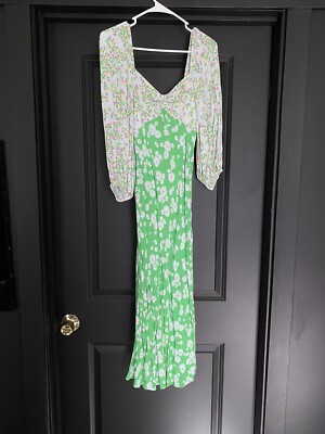 Rixo For Target Green Floral Puff Sleeve Maxi Dress