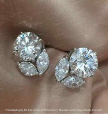 4CT Round Cut Lab Created Diamond Stud Earrings Women's 14k White Gold Finish