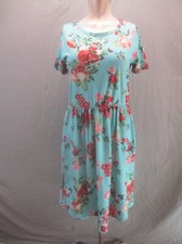 Unbranded Size S Womens Floral Round Neck Stretch Waist Flare Short Dress 865