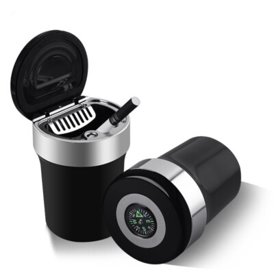 Auto Universal Interieur Schwarz Edelstahl Aschenbecher Mit Kompass LED Lic L1F8