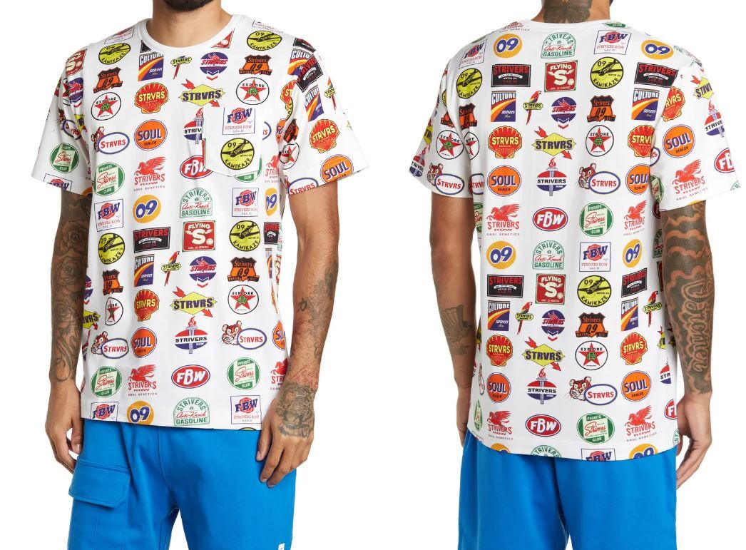 FILA T shirt uomo Strivers Row turbocompressore retrò logo olio motore stazione di servizio grande