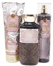 Bath Body Works Cozy Vanilla Bourbon Body Spray Fragrance Mist Cream Shower Gel