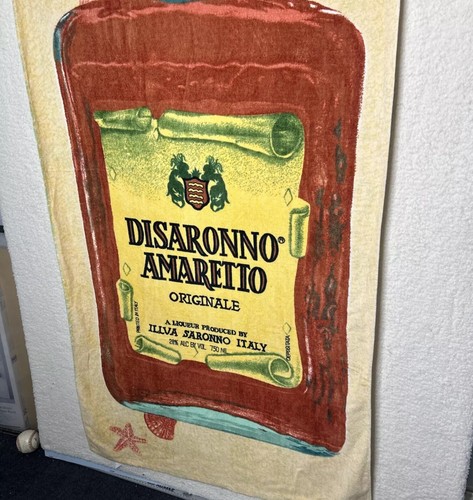 Disaronna Amaretto Alcohol Graphic Oversized Beach Bath Pool Towel Vintage 1996 - Picture 8 of 16