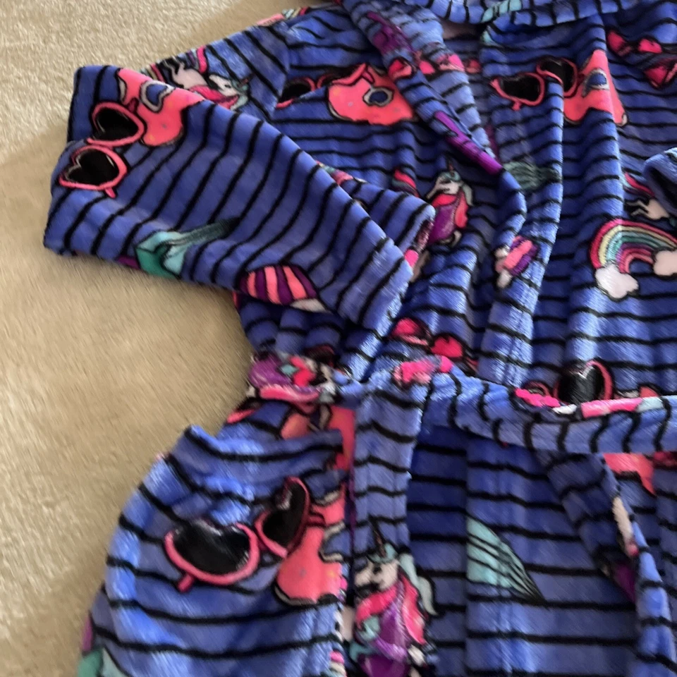 Total Girl Niñas Azul Negro Rayas Rosa Corazón Gafas de sol Arco Iris Vellón Bata 14 Foto 4 de 4