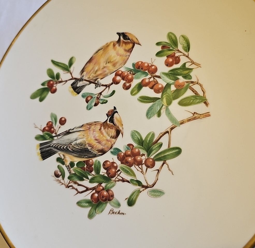 Boehm Plate Woodland Birds of America Cedar Waxwing w/Firethorn