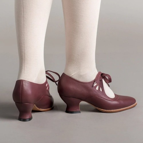 Damenschuhe spitz zulaufend Schnürschuhe niedriger Absatz elegante Mary Jane Schuhe Pump Übergröße - Bild 8 von 17