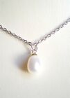 <!--F#f_0-->Silver Plated Genuine Peach & White Oval Pearl Necklace <!--F/-->