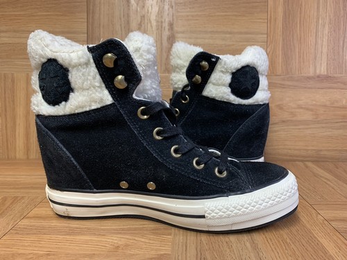 brown fur platform converse