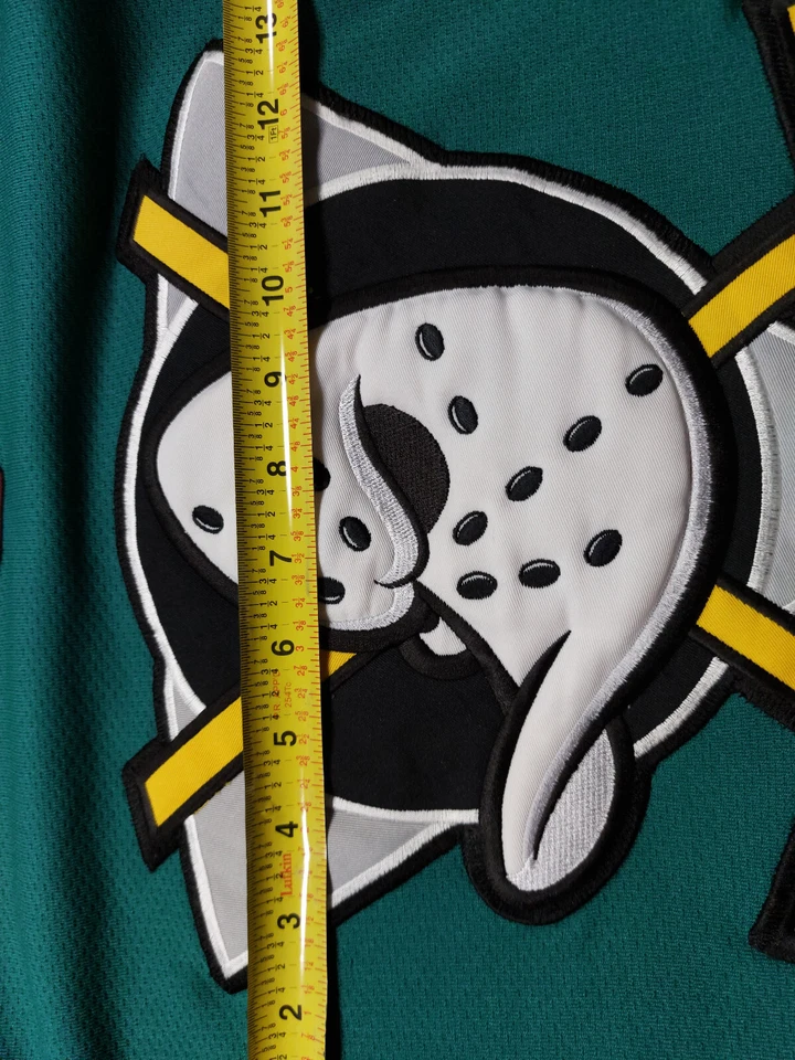 VIDEO XL Hombres Anahiem Mighty Ducks Jersey Anaheim Starter Jade Verde PUFFY Logo Foto 3 de 4