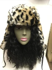 CAPELLI New York Women Leopard  Print Hat,  Faux Fur - One size fits most - NWT