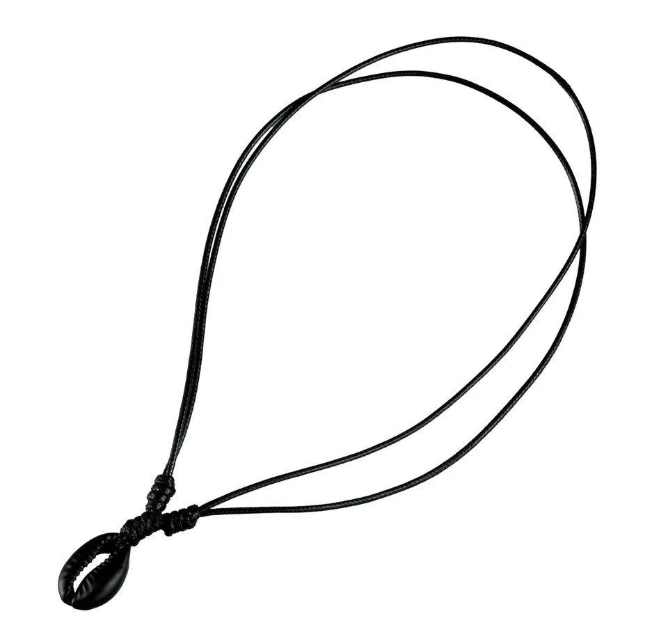 Collana Ciprea Girocollo Nero - Gioielli Cauri Conchiglia - Regolabile #4774 - Immagine 2 di 4