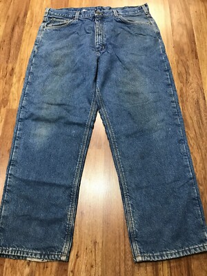 MENS 38 x 30 Vtg Carhartt B155 Denim Relaxed Fit Fleece Lined
