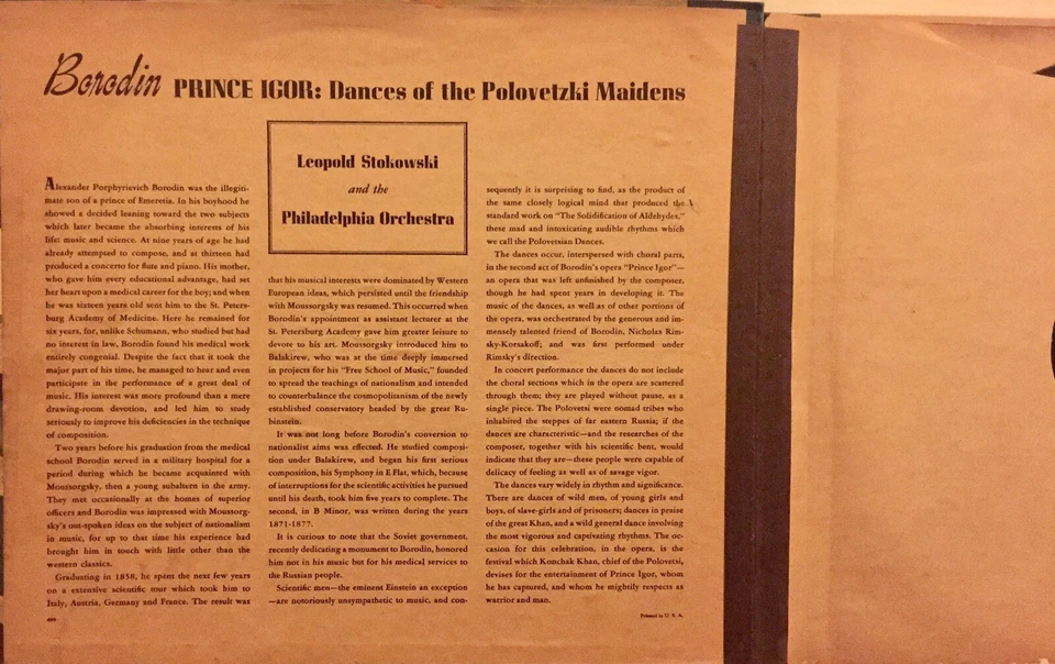 Leopold Stokowski Prince Igor Dances of the Polovetzki Maidens DM-499 78 LP 1938 - Image 2 of 4