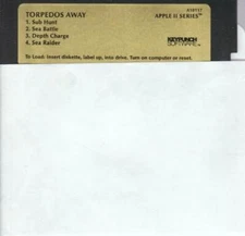 Torpedos Away APPLE II FLOPPY Subnodule Depth Charge Sea Battle Raider 4 games!