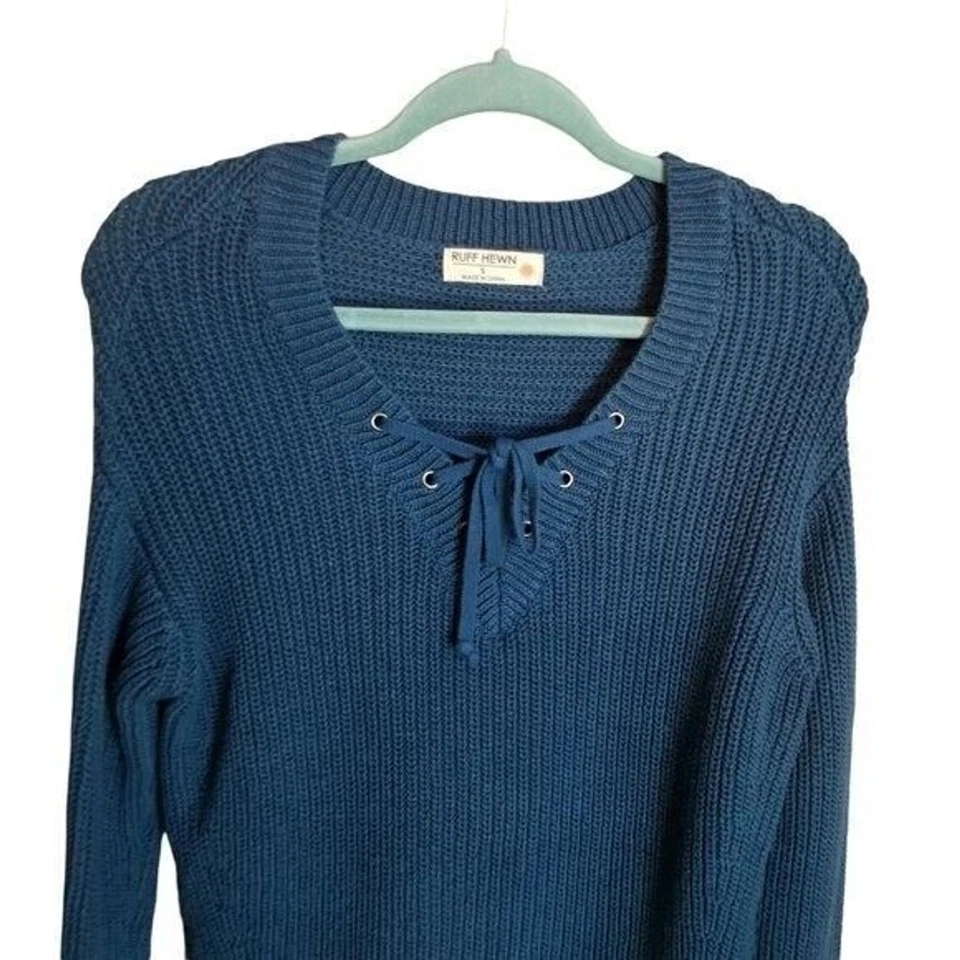 Camisa Suéter Ruff Hewin Para Mujer Talla S Verde Sólida Manga Larga Cuello en V Foto 2 de 4