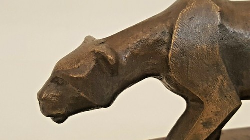 Estatua Gran Gato de Bronce Escultura Firmada RL Sogge 2000 9,5" de largo 5 libras - Imagen 2 de 12
